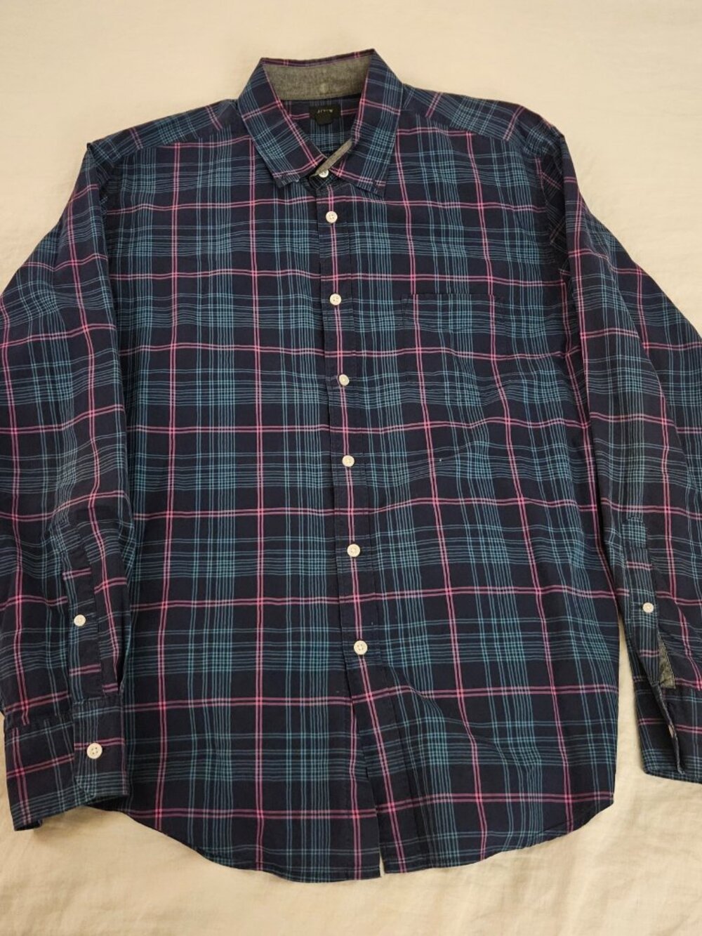 J.Crew Navy Plaid Button Down Shirt XL
